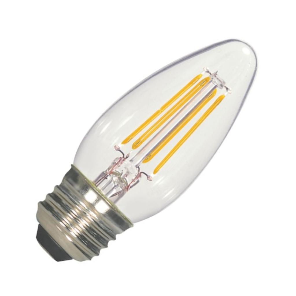 [S8609] Satco 4.5w C11 LED Filament 470Lm 2700K Warm White Dimmable E26 Bulb - 40w Equiv