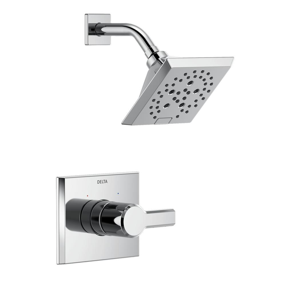 [T14299PR] Delta T14299 Pivotal Shower Only Trim Package with 1.75 GPM Multi Function Shower Head Lumicoat Chrome Showers Shower Only Pressure Balanced