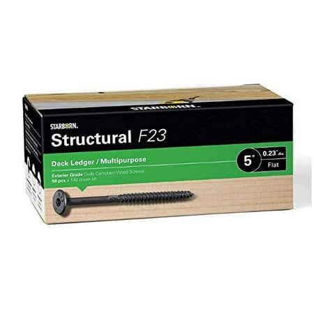 [XF23CT0500] Starborn Structural XF23CT500 F23 Deck Ledger/Multipurpose Flat Head Wood Screw - Black - 50 Count - 0.23  X 5