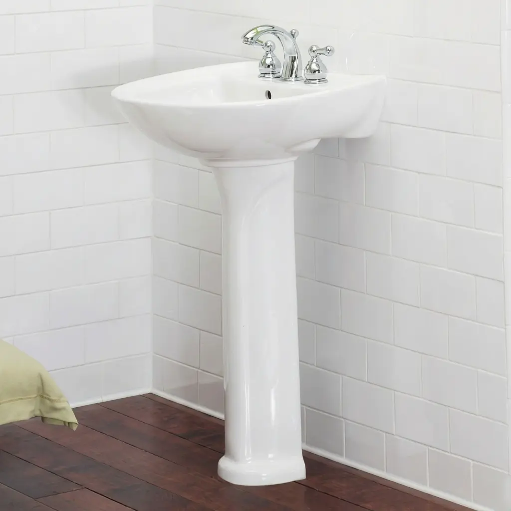 [0236004.021] American Standard 0236.004 Cadet Pedestal Vitreous China Bathroom Sink with 3 Pr Bone Fixture Vitreous China