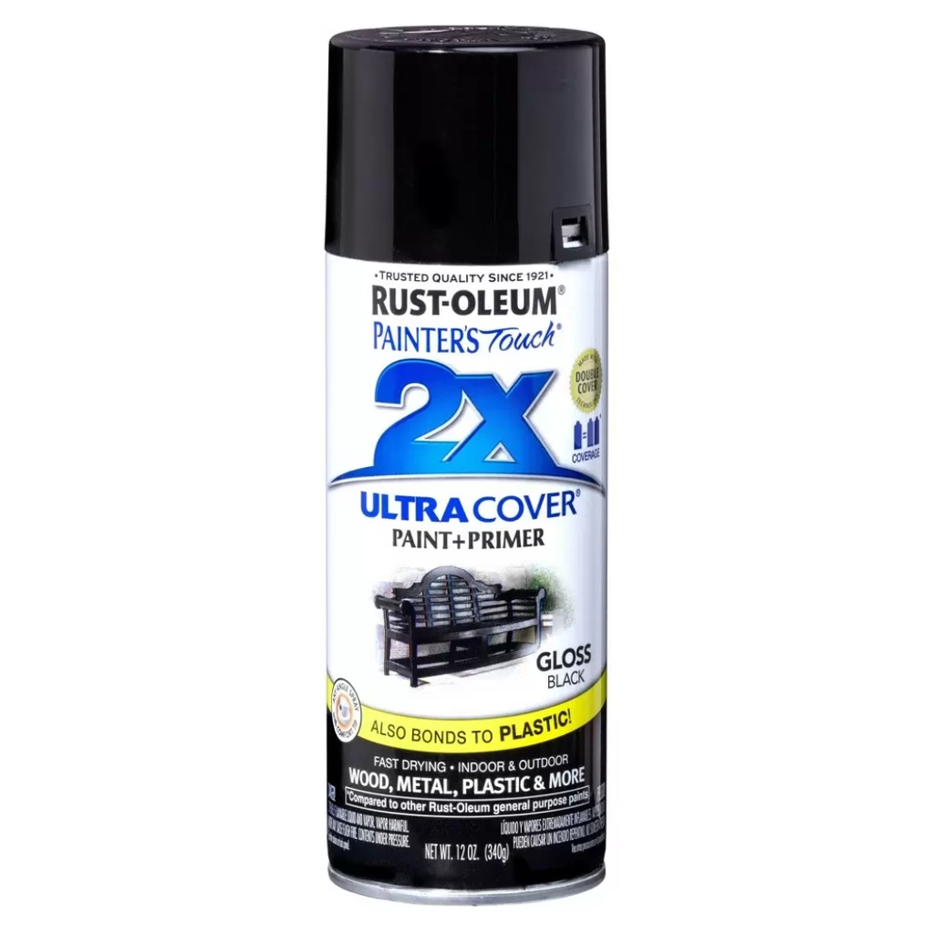 Rust-Oleum Painters Touch 2X Ultra Cover 12 Oz. Aerosol Can Spray Paint - Gloss Black (6/Carton) - 334026