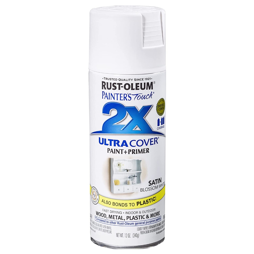 Rust-Oleum Painter's Touch Ultra Cover Satin Blossom White Spray Paint 12 Oz.