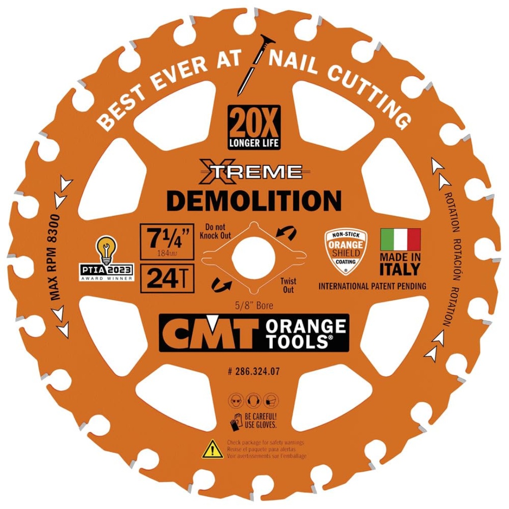 Carbide Xtreme Demolition Blades, 7-1/4 X 24T