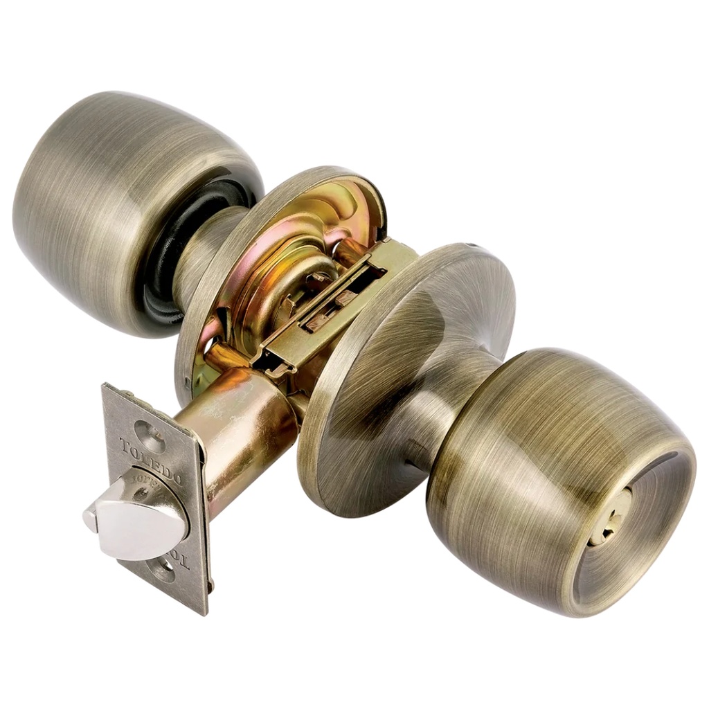 Toledo 229680 Malaga Round Knob Entry Lockset, Antique Brass