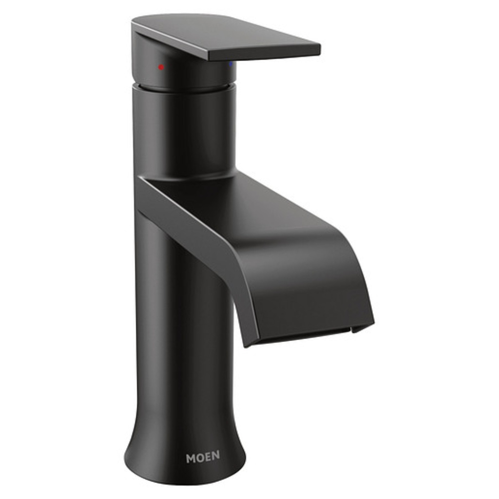 Moen 6702 Genta LX Single Handle Centerset Bathroom Faucet with Duralast Valve Technology and Pop-up Drain Assembly Matte Black Faucet Bathroom Sink