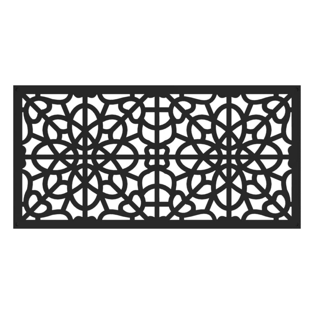 2 Ft. X 4 Ft. Fretwork Black Polypropylene Decorative Screen Panel