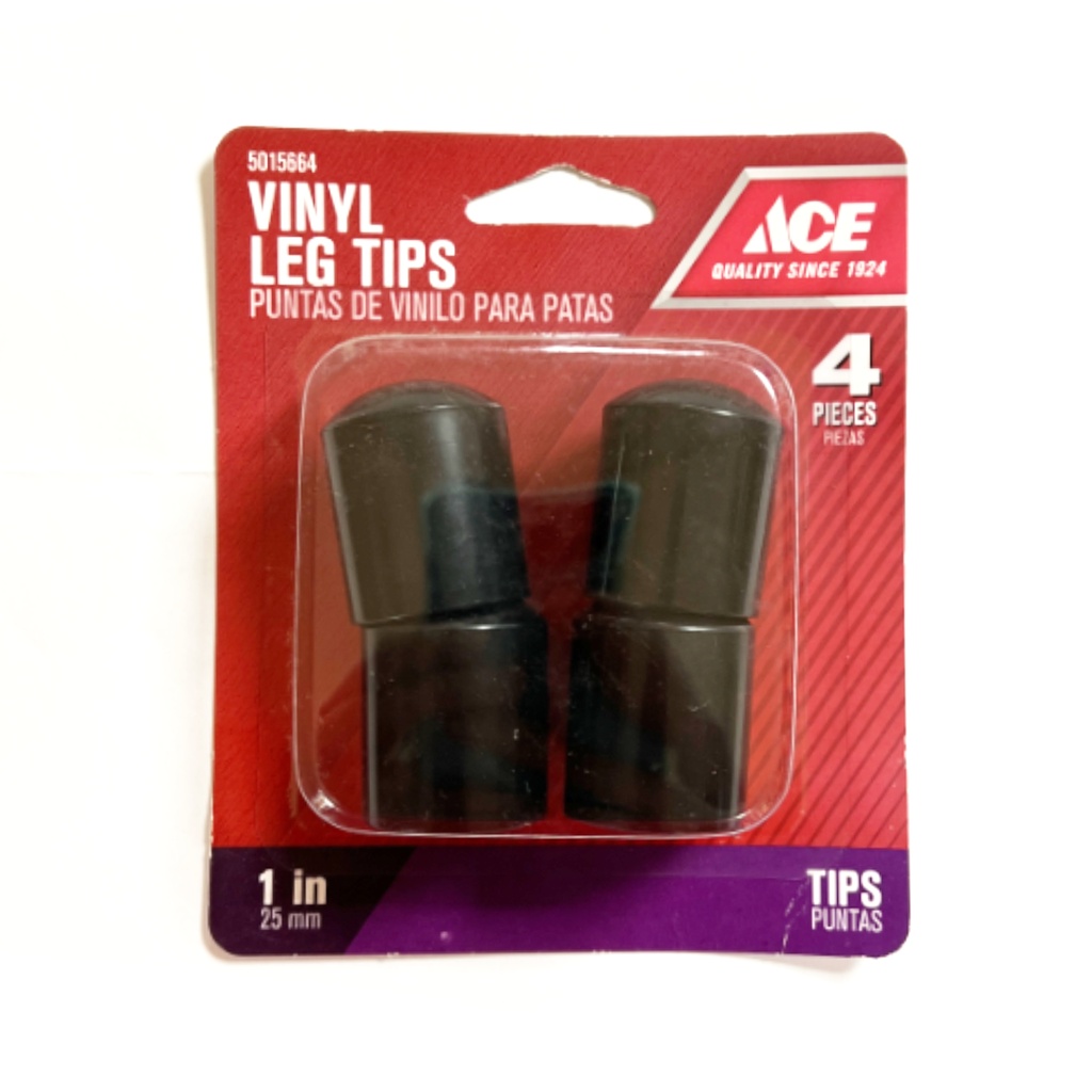 Ace Vinyl Leg Tip Black Round 1 in. W 1 Pk