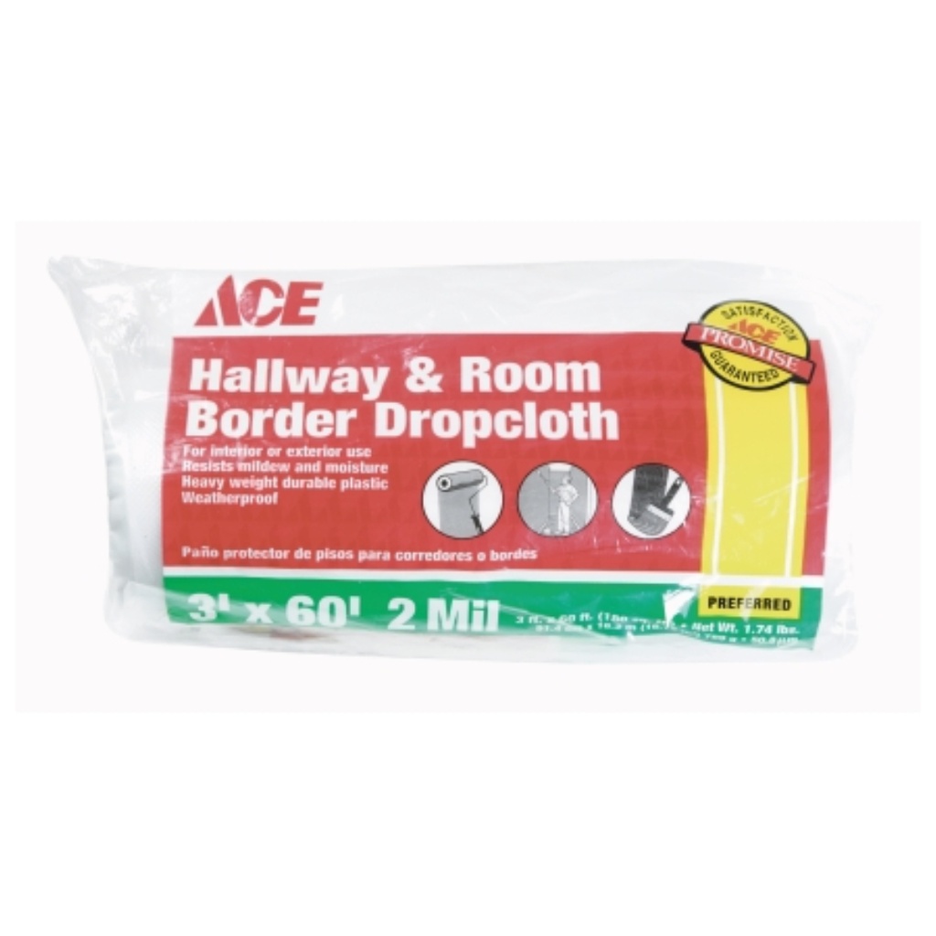 Ace Heavy Weight Plastic Drop Cloth 3 Ft. W X 60 Ft. L X 2 Mil