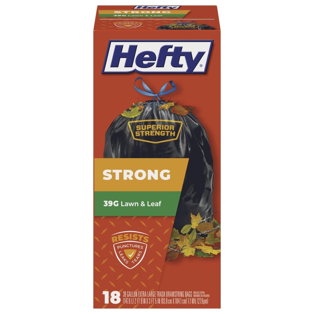 [6109391] Hefty Extra Strong 39 Gal. Trash Bags Drawstring 18 Pack