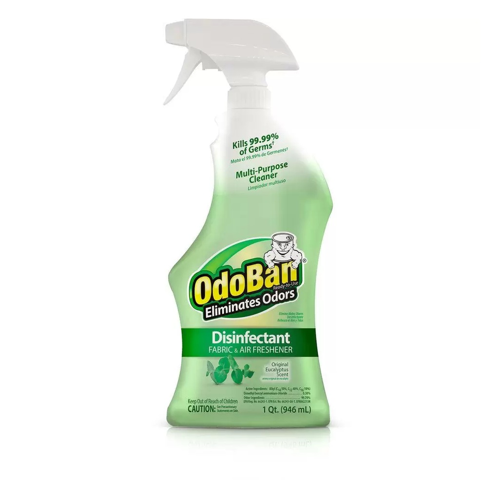 [430001706] OdoBan Original Eucalyptus Ready to Use Liquid Fabric and Air Freshener Disinfectant - Eucalyptus - 32 Fl Oz