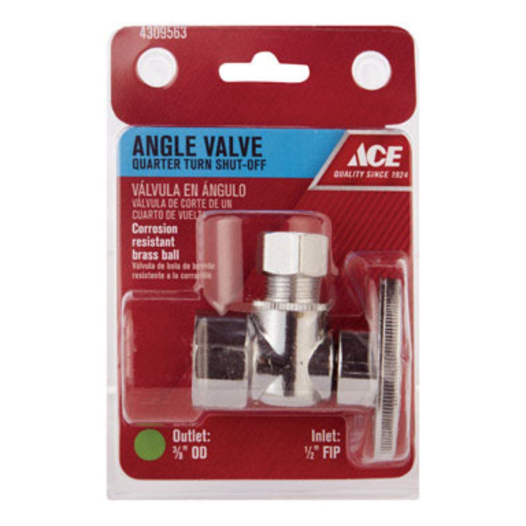 Ace 1/2 in. FIP X 3/8 in. Brass Angle Stop Valve