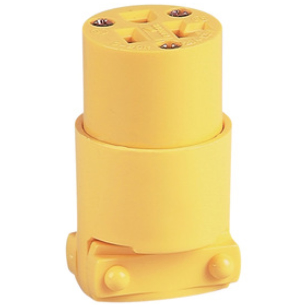 Electrical Connector, 2 -Pole, 20 a, 125 V, NEMA: NEMA 5-20R, Yellow