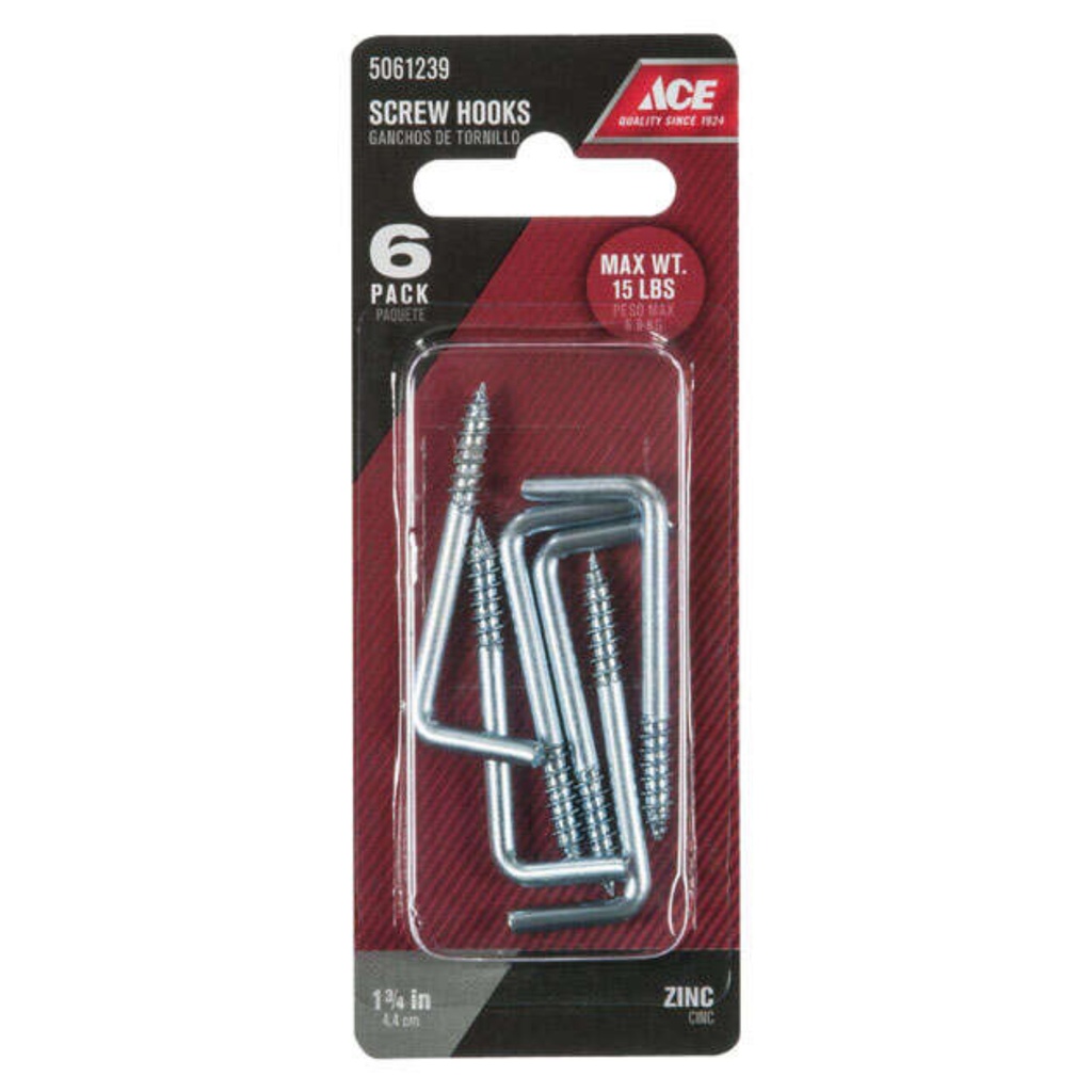 [5061239] 1-3/4  Hook Screw Sq  Cd6 Ace Misc Hangers 5061239 Zinc 082901135142