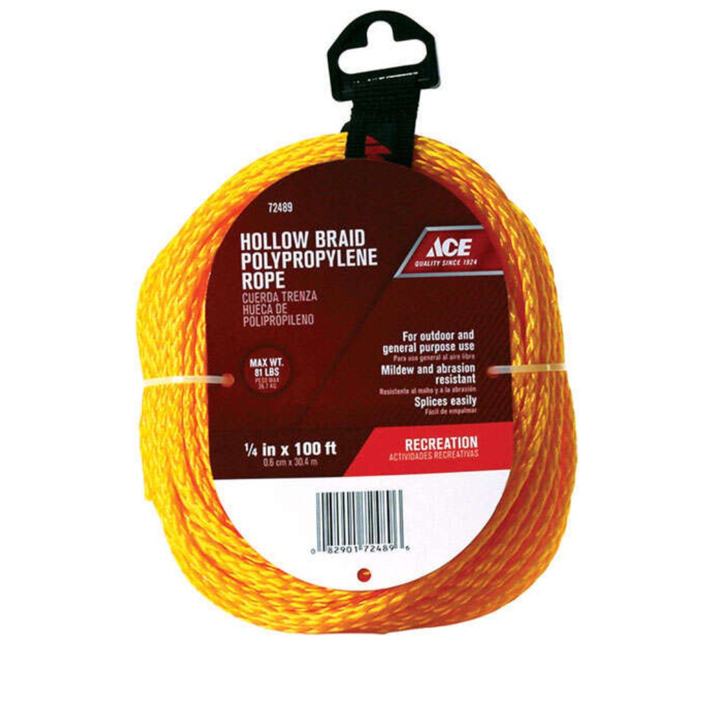 Ace 1/4 in. D X 100 Ft. L Yellow Braided Poly Rope