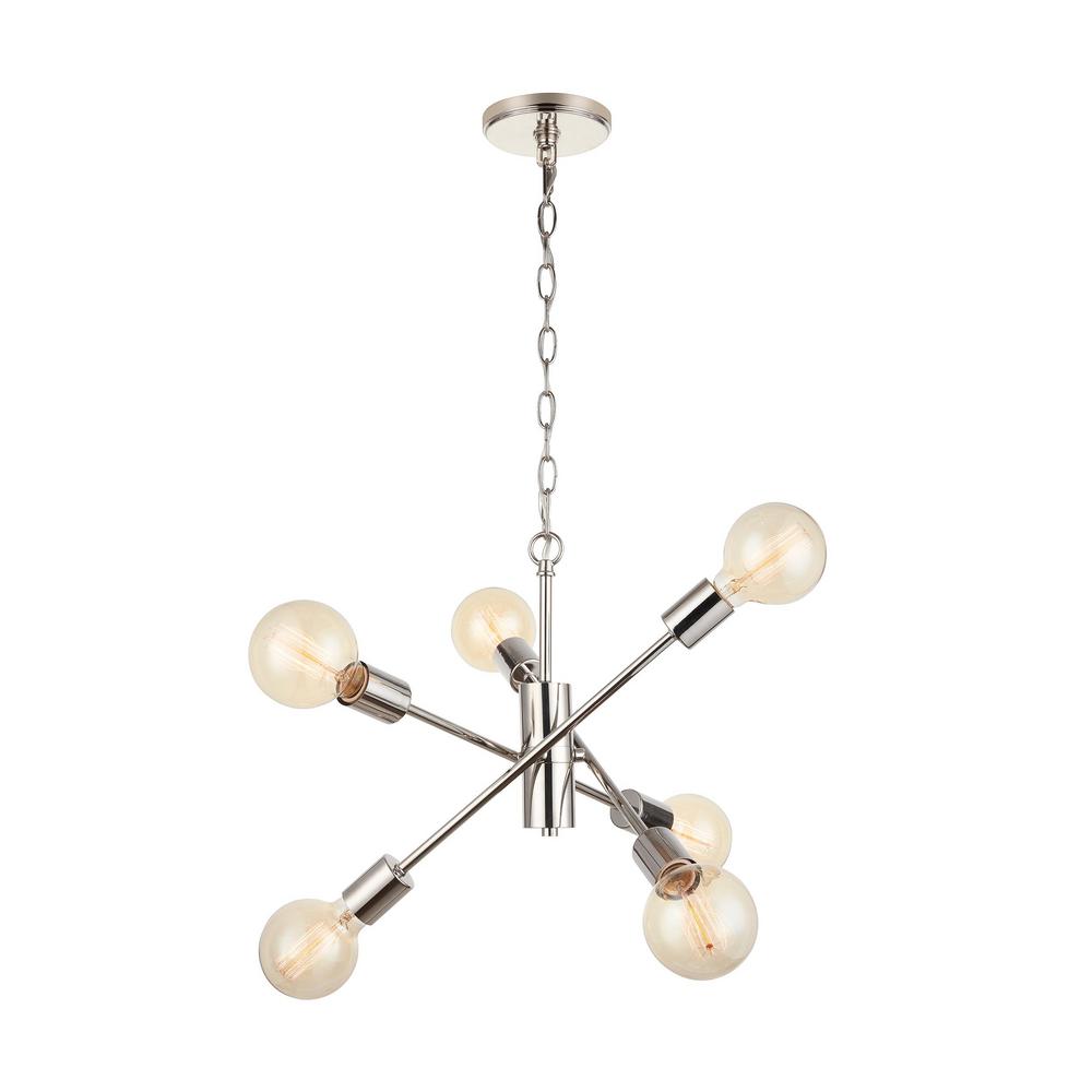 Fife 6-Light Polished Nickel Sputnik Chandelier with G30 Vintage Bulb