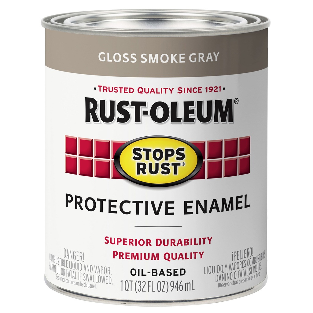 Rust-Oleum Stops Rust Indoor and Outdoor Gloss Smoke Gray Rust Prevention Paint 1 Qt