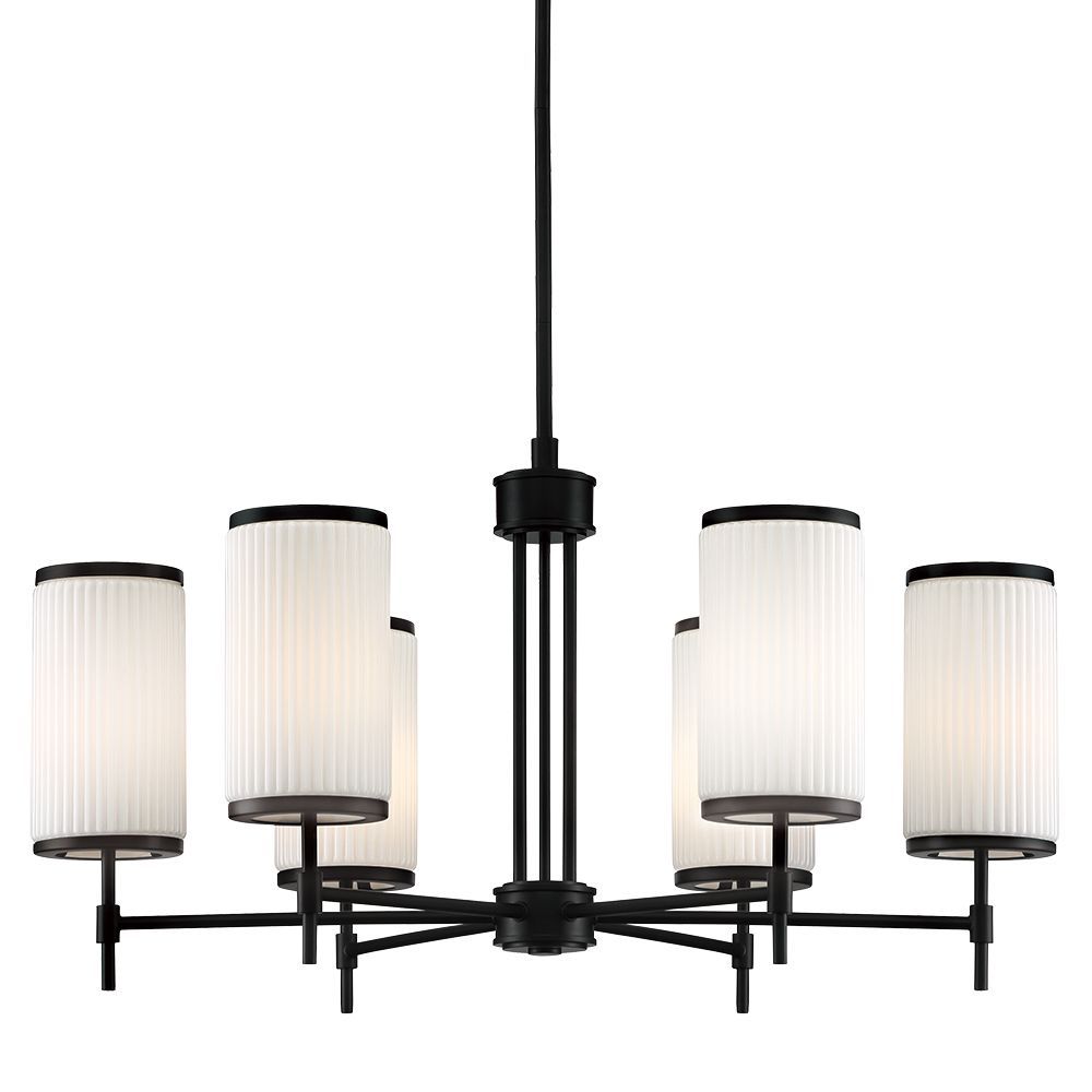 [1006863938] Ashbury 6-Light Black Chandelier with Glass Shade