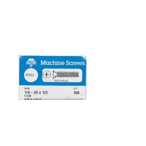 HILLMAN No. 1/4-20 Ga. X 1/2 in. L Phillips Flat Head Zinc-Plated Steel Machine Screws 100 Pk