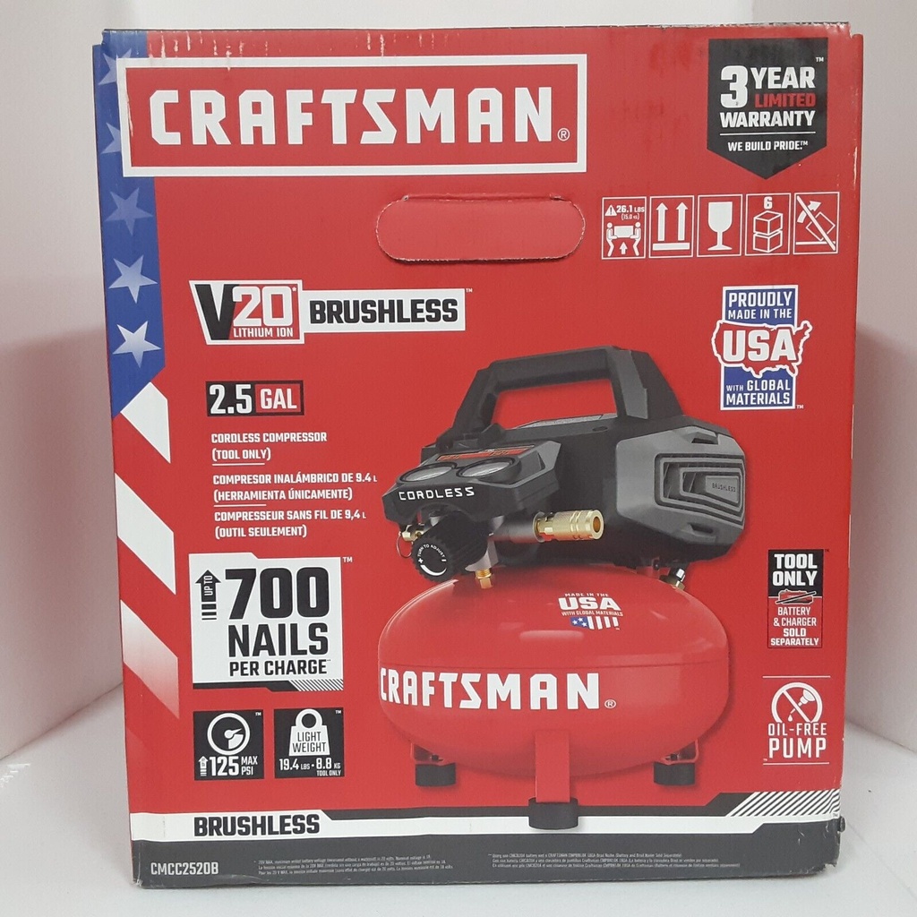 CM AIR CMPRSR BRSHLS 20V