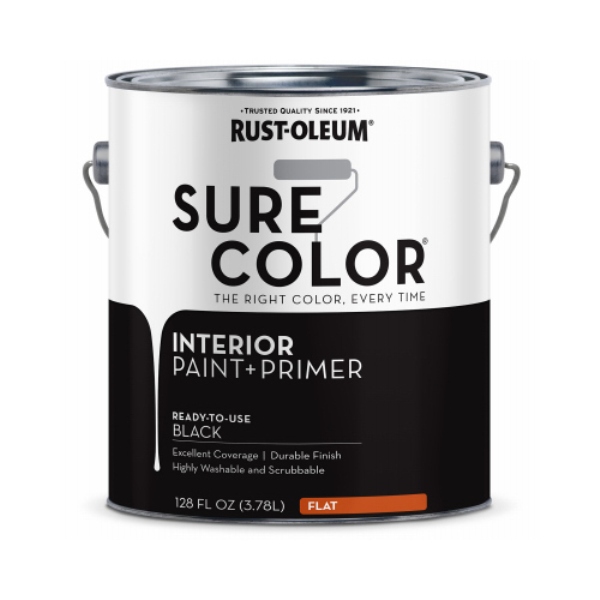 [1035108] Rust-Oleum Sure Color Flat Black Water-Based Paint + Primer Interior 1 Gal