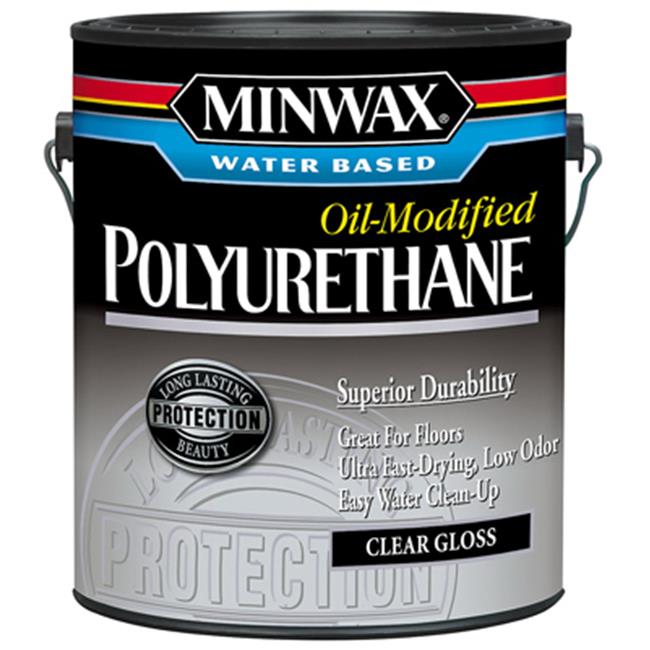 Minwax Transparent Gloss Clear Water-Based Latex Oil-Modified Polyurethane 1 Gal.