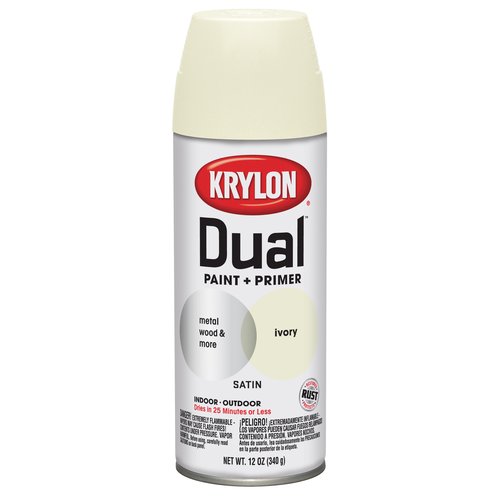 Krylon Dual Satin Spray Paint & Primer, Ivory, 12 Oz.