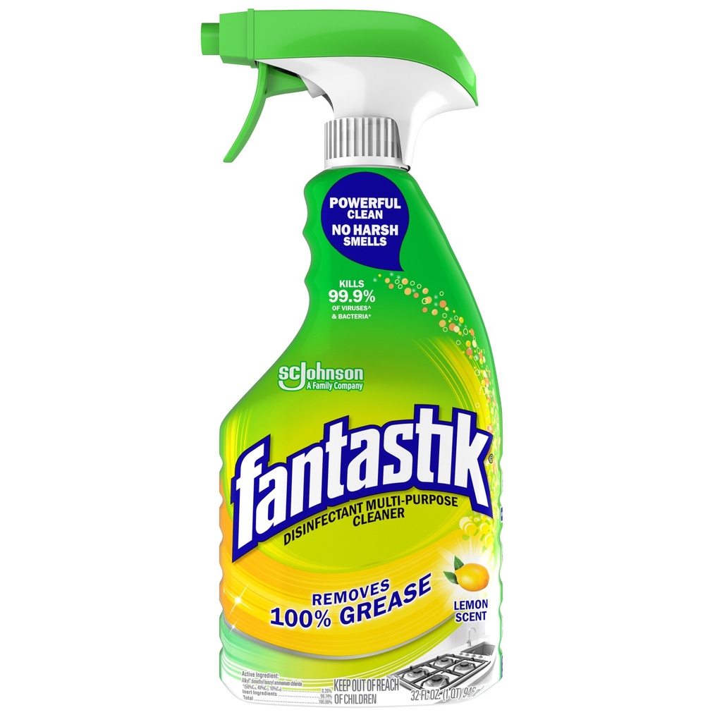 Fantastik 32 Oz. Spray Bottle Disinfectant Multi-Purpose Cleaner - Lemon Scent (8/Carton)