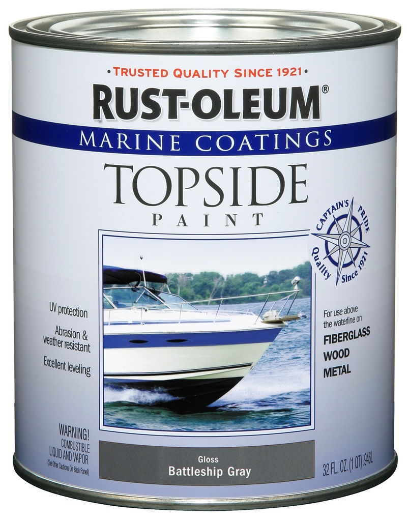 Rust-Oleum Marine Coatings Outdoor Gloss Battleship Gray Marine Topside Paint 1 Qt