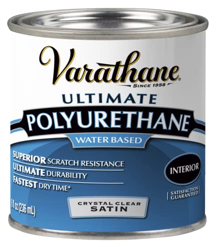 [1638501] 1638501 0.5 Pint Transparent Satin Crystal Clear Water-Based Acrylic Ultimate Polyurethane