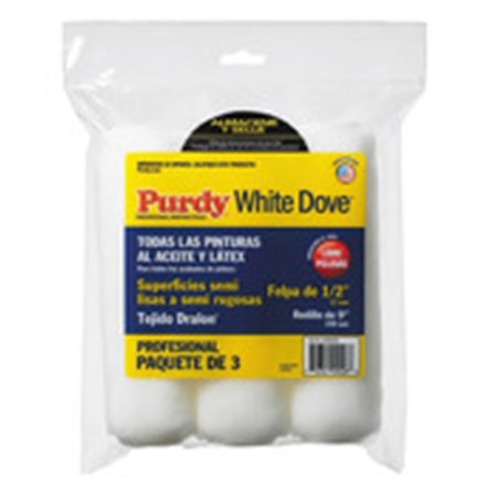 [1662378] Purdy White Dove Woven Fabric 9 in. W X 1/2 in. Paint Roller Cover 3 Pk