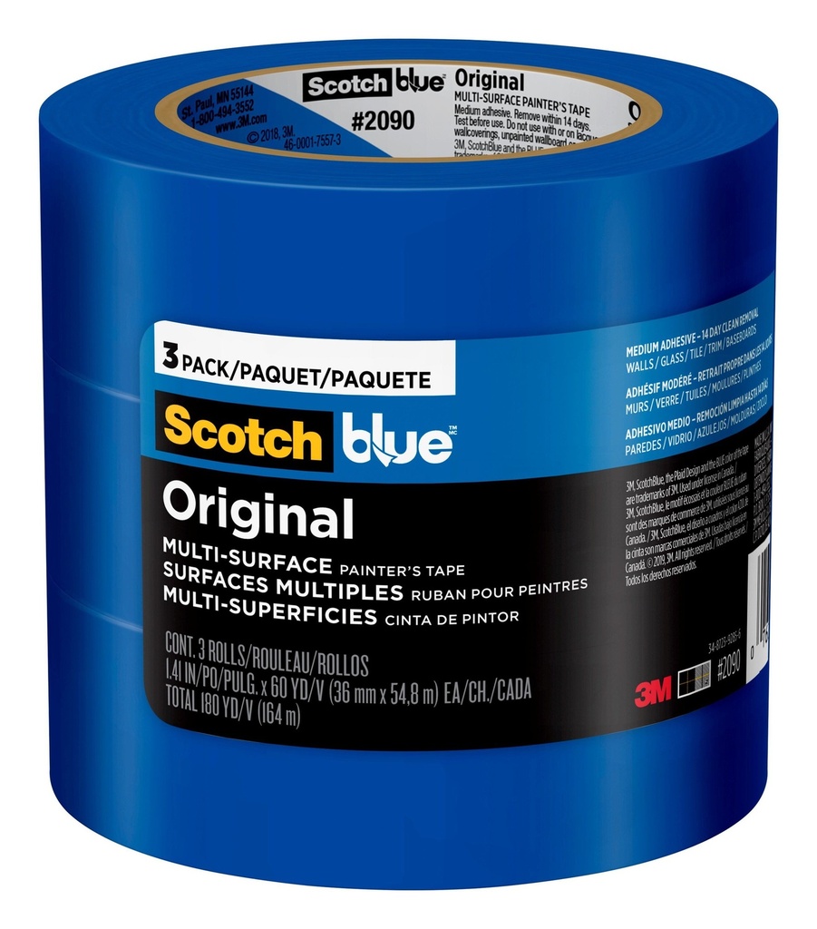 ScotchBlue 1.41 in. W X 60 Yd L Blue Medium Strength Original Painter's Tape 3 Pk