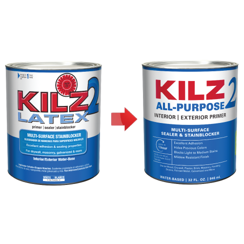 KILZ White Flat Water-Based Acrylic Stain Blocking Primer 1 Qt