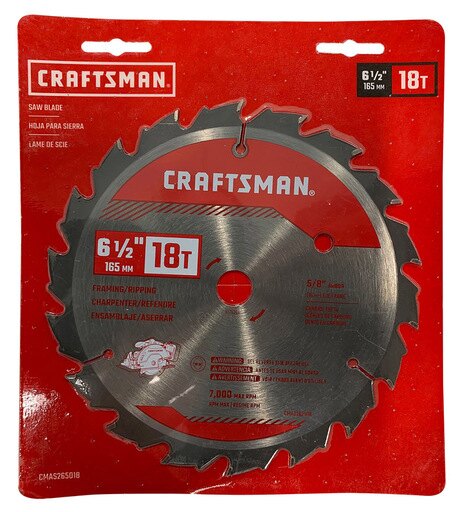Craftsman 6-1/2 in. D X 5/8 in. Thin Kerf Carbide Circular Saw Blade 18 Teeth 1 Pk