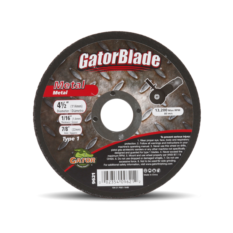 [2004024] Gator 4-1/2 in. D X 7/8 in. Aluminum Oxide Type 1 Metal Cut-Off Wheel 1 Pc