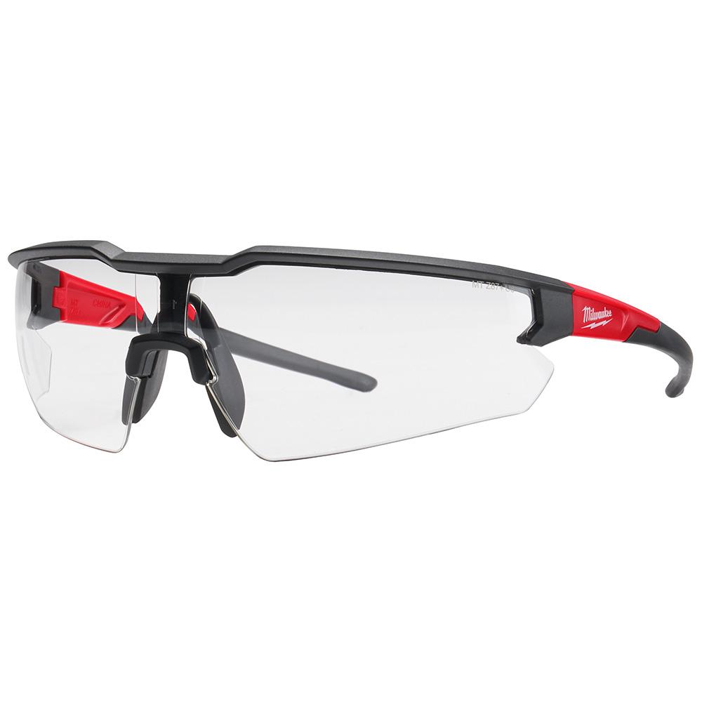 [2014200] Milwaukee Anti-Scratch Safety Glasses Clear Lens Black/Red Frame