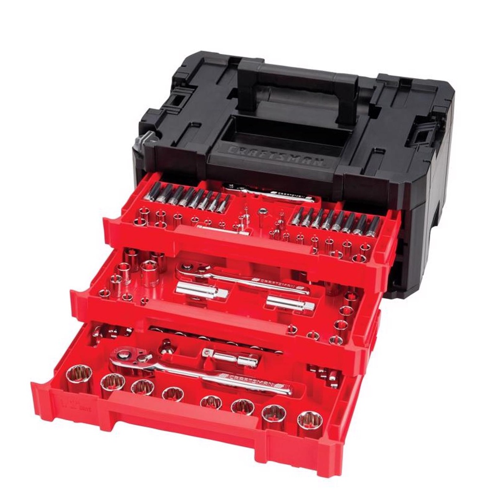 Craftsman Versastack 1/4, 3/8 and 1/2 in. Drive Metric and SAE Mechanic's Tool Set 262 Pc