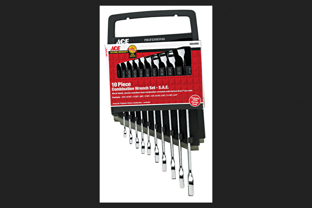 Ace 10 Pc. Chrome SAE Combination Wrench Set