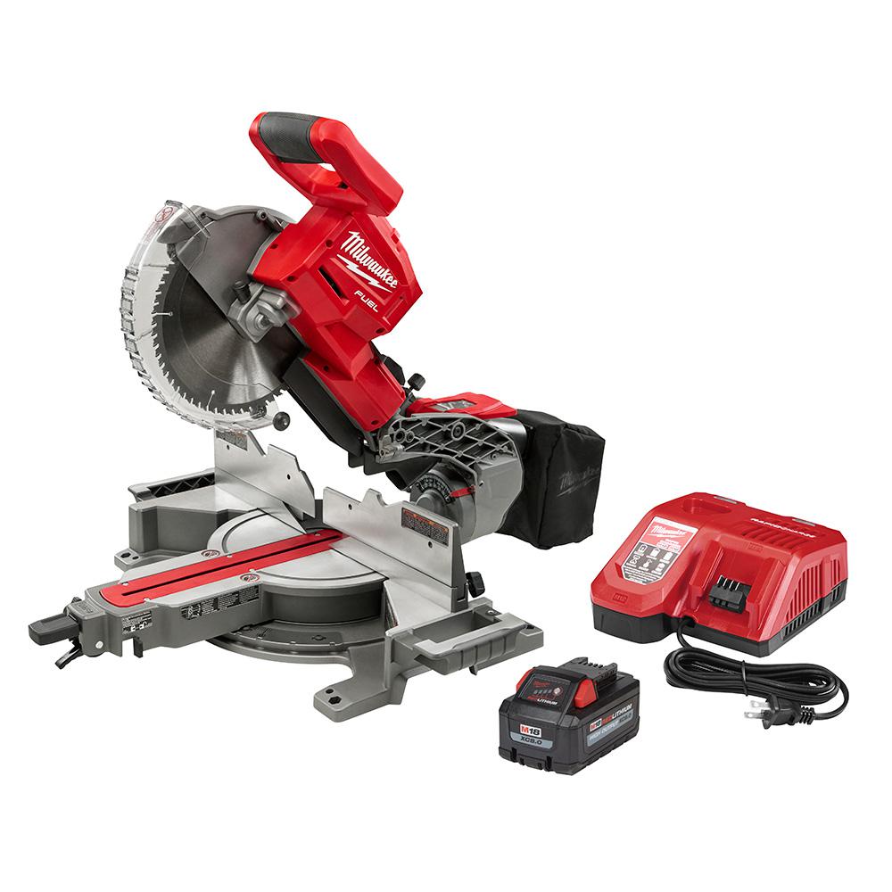 Milwaukee M18 FUEL 10 in. Cordless Brushless Dual-Bevel Sliding Compound Miter Saw Kit (Battery & Ch