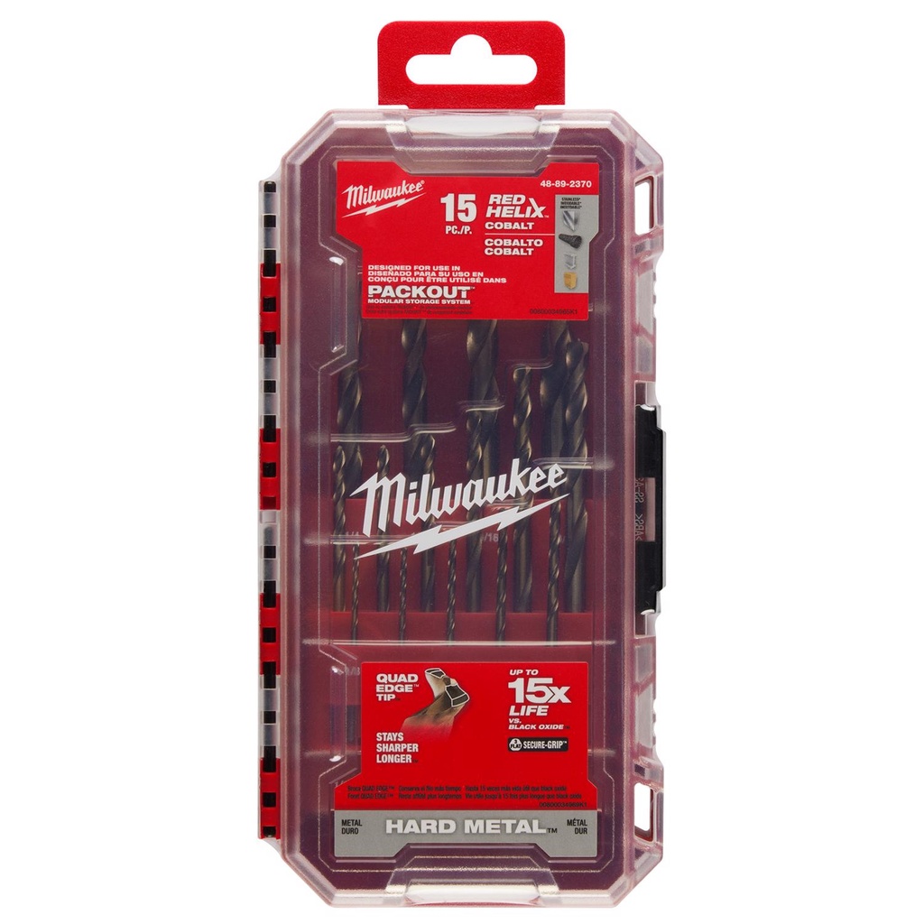 [2029544] Milwaukee Red Helix Cobalt Drill Bit Set 3-Flat Shank 1 Pk