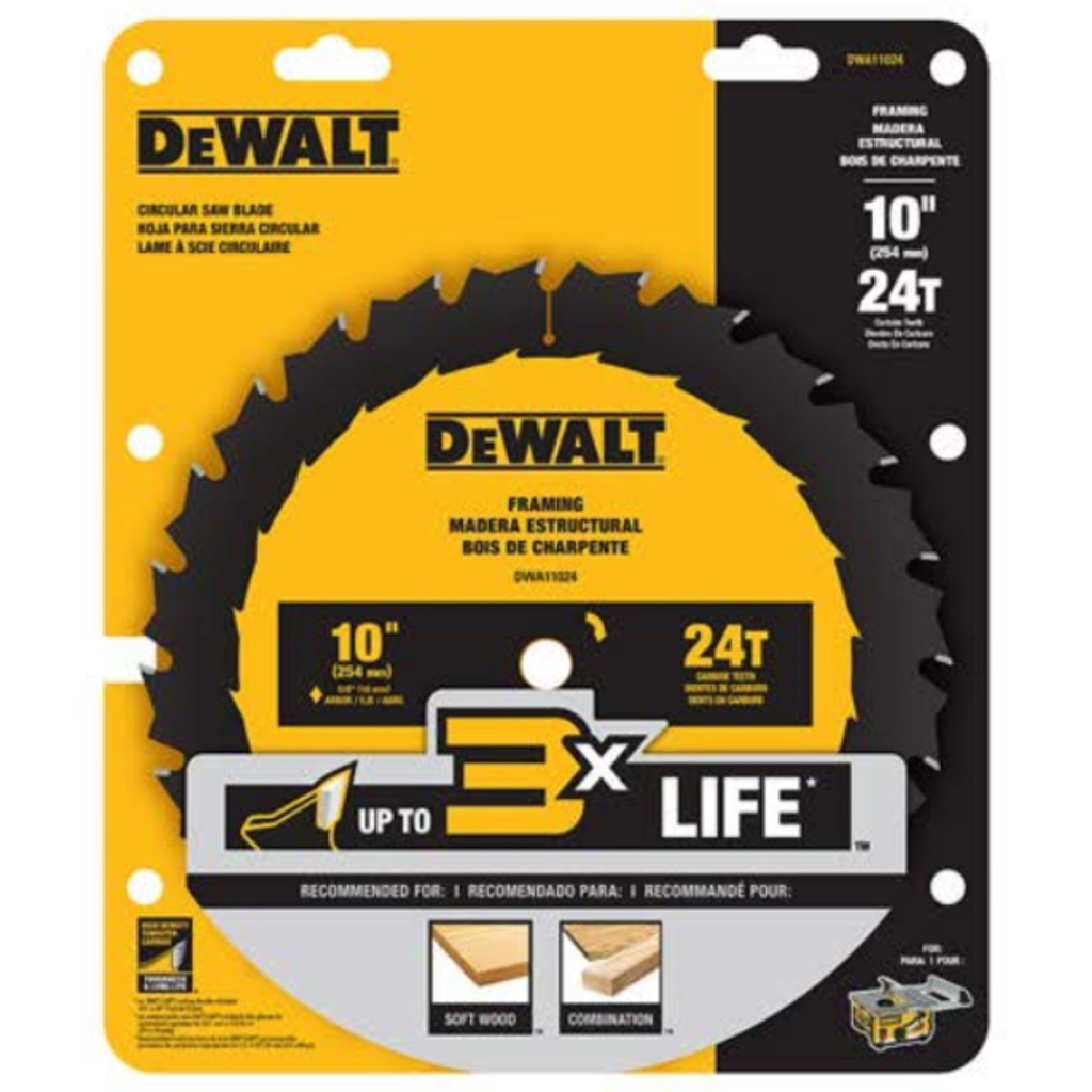 [2033376] DeWalt 10 in. D X 5/8 in. Carbide Tipped Framing Saw Blade 24 Teeth 1 Pc
