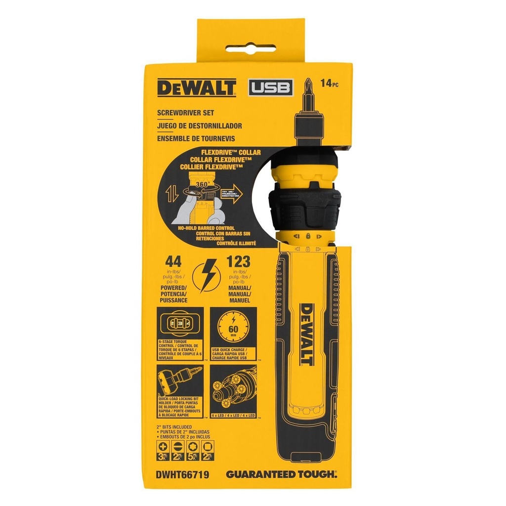 [2038581] DeWalt 4V MAX Cordless Powered Screwdriver with Bit Set Kit