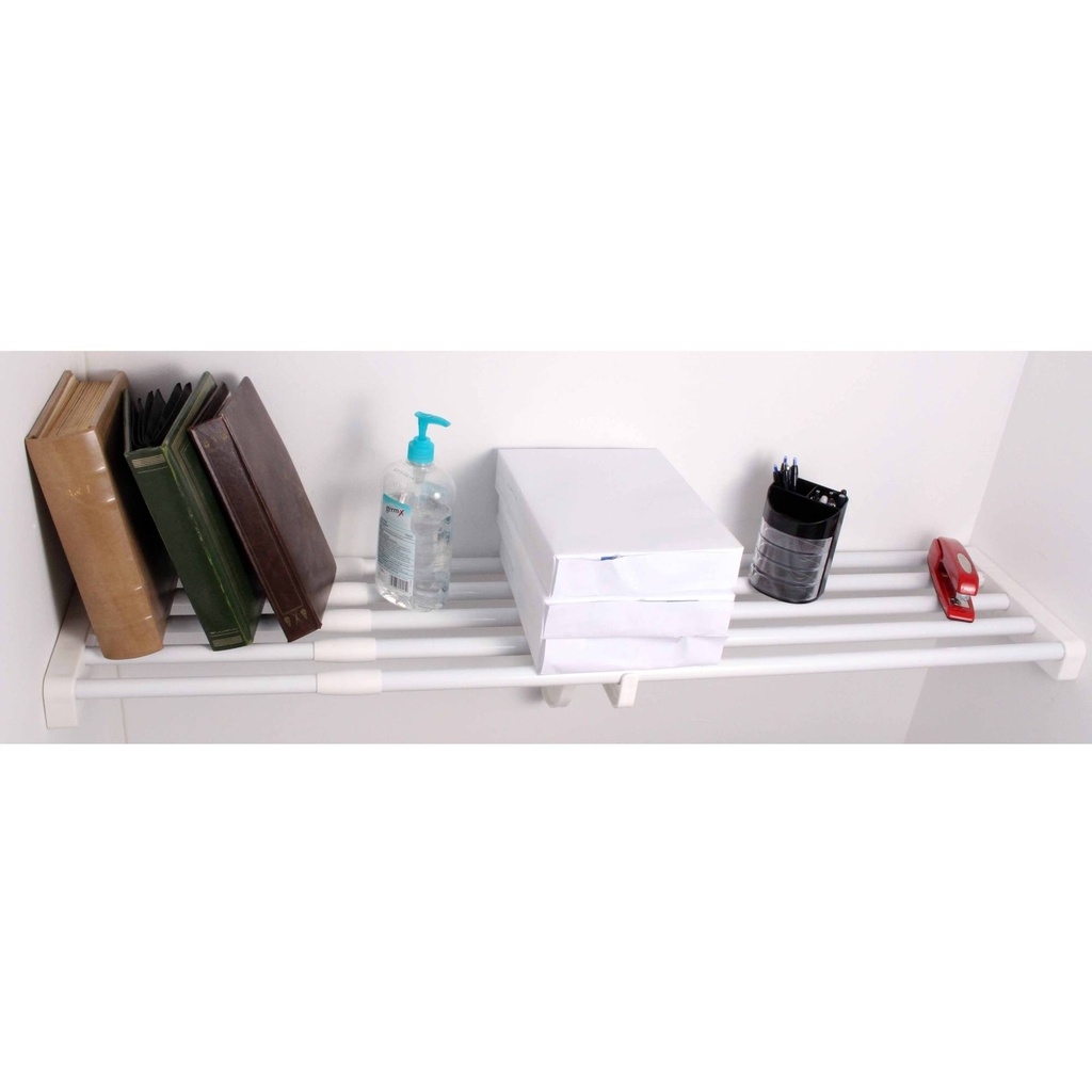 40 in. - 73 in. Metal Expandable Shelf in White