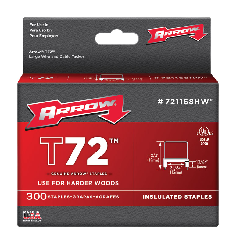 [2187417] Arrow T72 31/64 in. W X 3/4 in. L 15 Ga. Wide Crown Insulated Staples 300 Pk