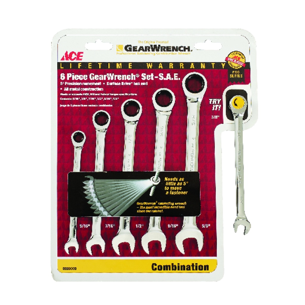 [2194686] Ace SAE Gearwrench Set 8.2 in. L 6 Pc