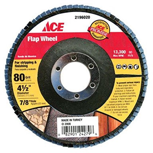 [2196020] Ace 4-1/2 in. Dia. X 7/8 in. Zirconia Aluminum Oxide Flap Disc 80 Grit 1 Pc.