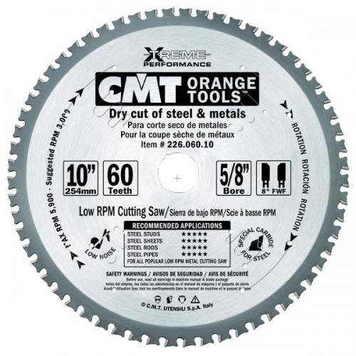Industrial Dry Cut Steel Saw Blade 10Inch X 60 Teeth 8 Deg  FWF Grind with 58Inch Bore