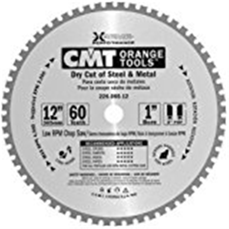 [22606012] CMT 226.060.12 Industrial Dry Cut Steel Saw Blade  12-Inch X 60 Teeth 8° FWF Grind with 1-Inch Bore