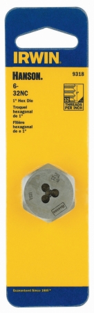 Irwin Hanson High Carbon Steel SAE Hexagon Die 6-32 1 Pc