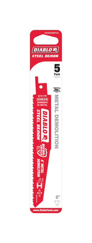 [2385953] Diablo 6 in. Bi-Metal Thick Metal & Demolition Reciprocating Saw Blade 8/10 TPI 5 Pk