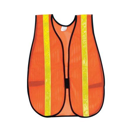 [2415990] Safety Works Reflective Safety Vest with Reflective Stripe Orange One Size Fits All